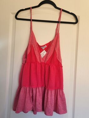 Blakeley Designs Pink Tiered Sleeveless Tank Top S/M Euc